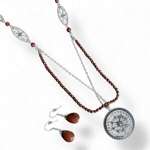 Dainty Filigree custom Jewelry Set, long necklace and earrings, NEW